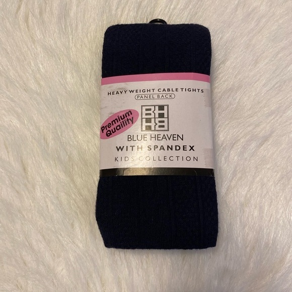 Blue Heaven Heavy Weight Cable Tights Girls Size 7-10 Blue Color Footed - Picture 1 of 4